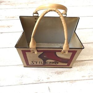 Metal Magazine Holder Storage Basket Home Decor Handbag Stiletto 11x8.5x7in
